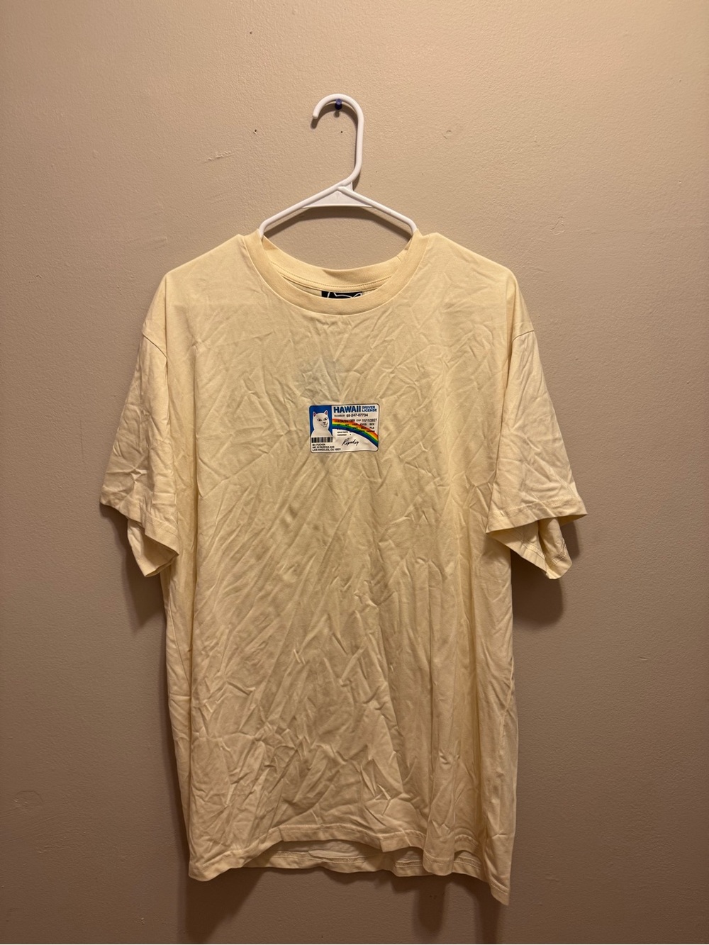 Ripndip Cream Short-Sleeve Tee with Small Hawaii Patch